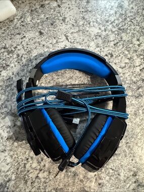 Blue Over-Ear Gaming Headset with Microphone